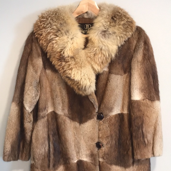 Authentic Real Fur Vintage Tan & Brown Fur Coat - Picture 2 of 13